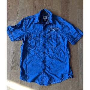 American Fighter Men's Sz Small Slim Fit Blue Embroidered Button Up Shirt